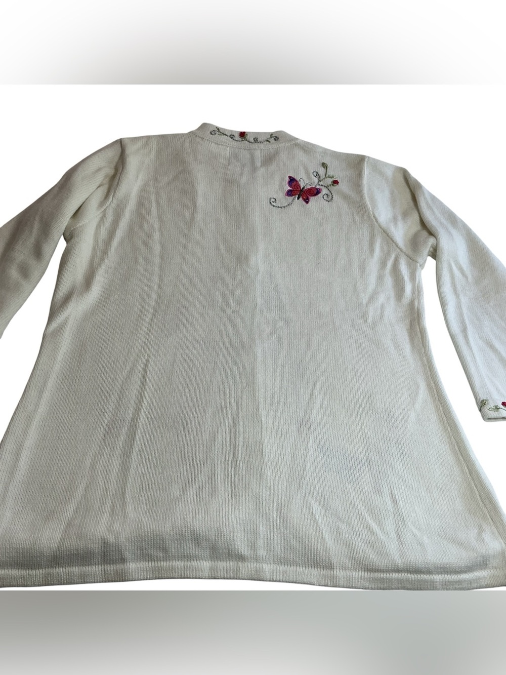 Storybook Knits Garden of Love 2pc Set Large Cream Embroidered Sweater & Tank - Picture 11 of 12